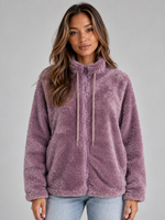 Women’s Teddy Fleece Zip-Up Jacket – Soft High Neck Jumper