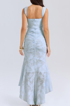 Women’s Ruched Lace Midi Dress – Bodycon Fit
