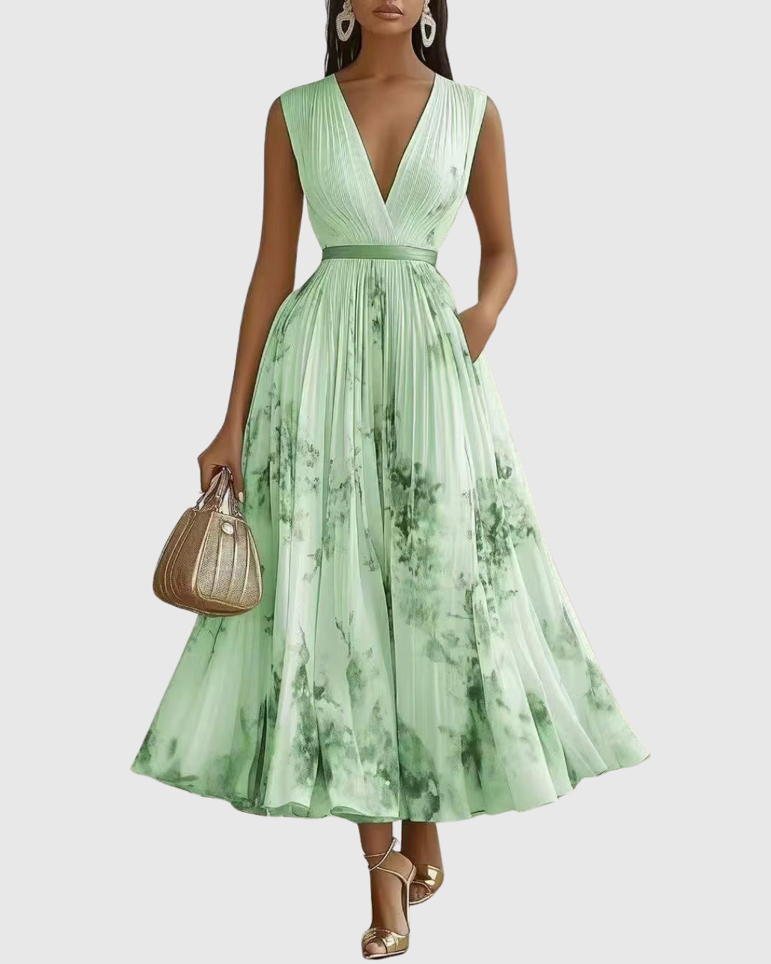 Montleigh | Women’s Floral Maxi Dress – Pleated A-Line Fit