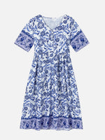 Women’s Floral V-Neck Midi Dress – Relaxed Summer Elegance