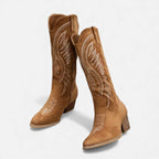 Women’s Suede Cowboy Boots – Block Heel Western Style