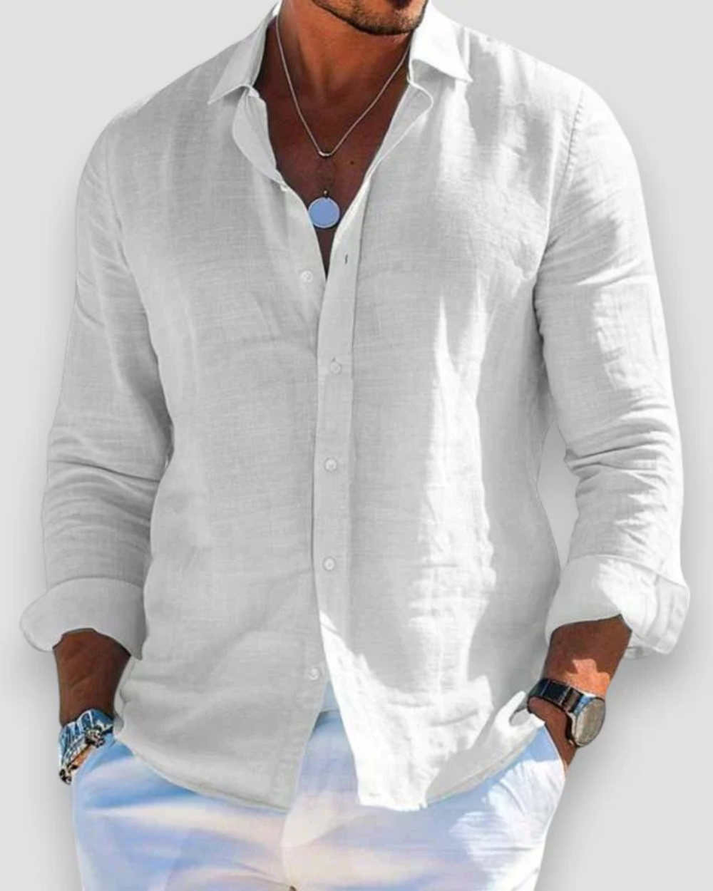 Men’s Linen Look Shirt – Lightweight Breathable Summer Style