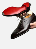 Men’s Leather Oxford Shoes – Cap Toe Lace-Up Formal Dress Shoes