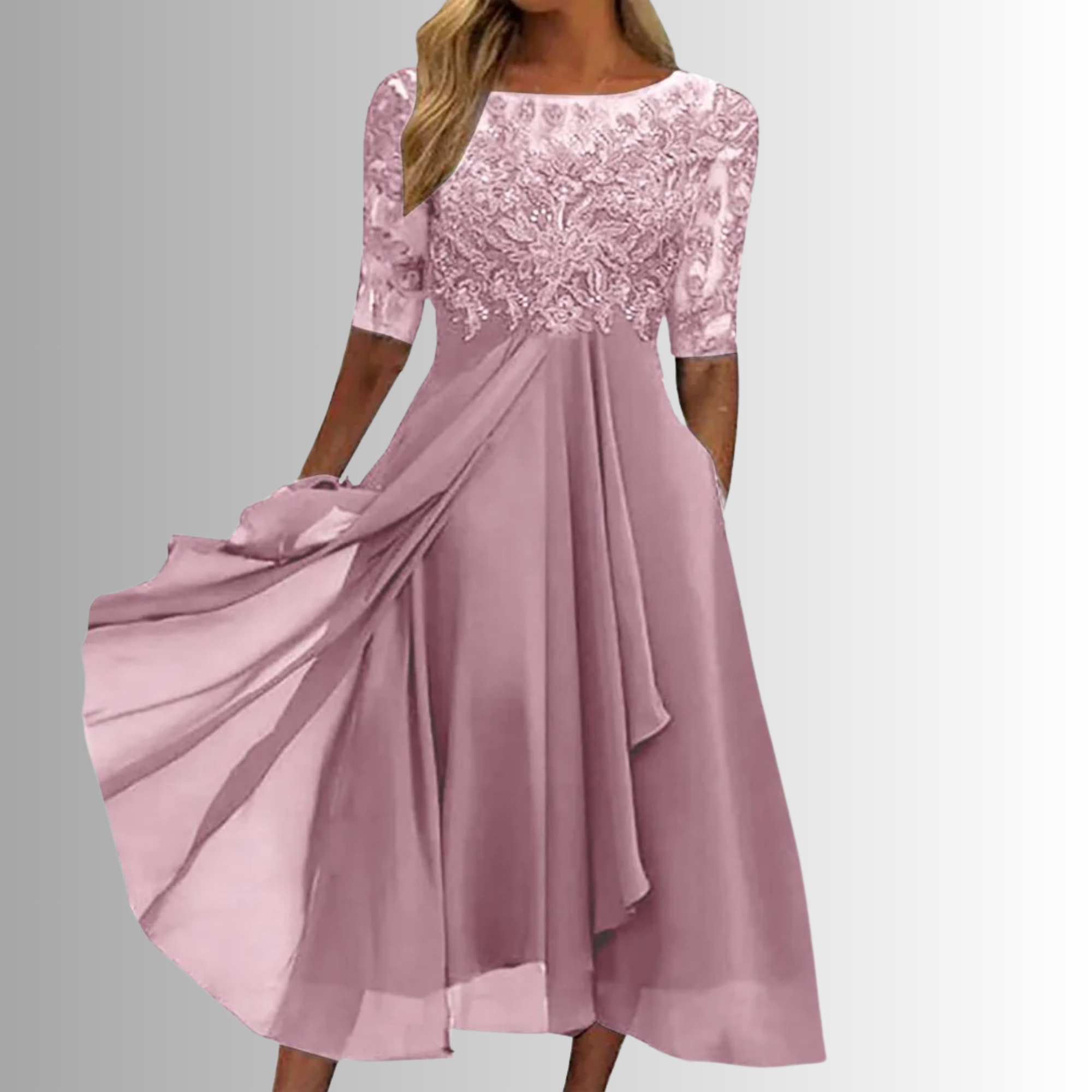 Montleigh | Women's Lace Bodice Midi Dress – Wedding Guest Dress