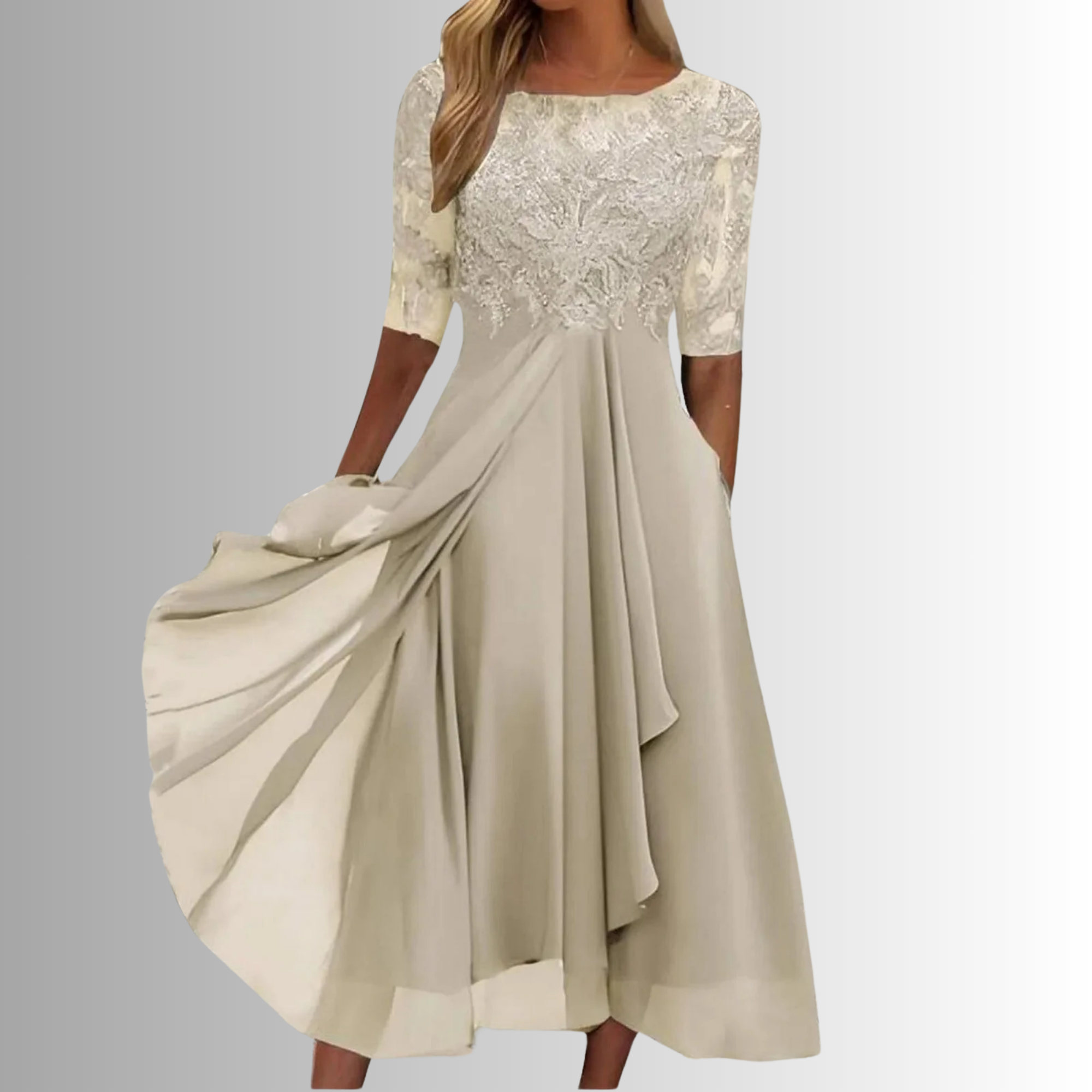 Montleigh | Women's Lace Bodice Midi Dress – Wedding Guest Dress