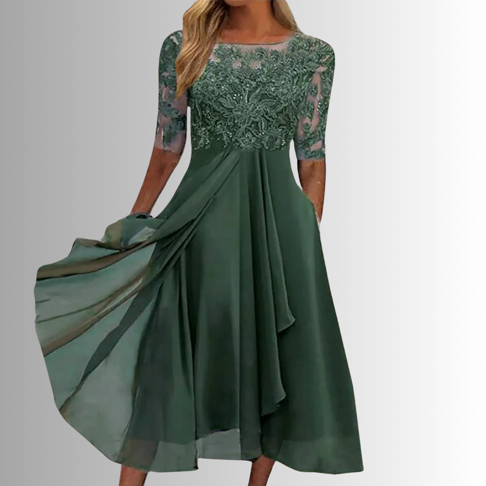 Montleigh | Women's Lace Bodice Midi Dress – Wedding Guest Dress