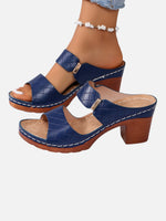 Women’s Comfort Block Heel Sandals – Quilted Leather Look