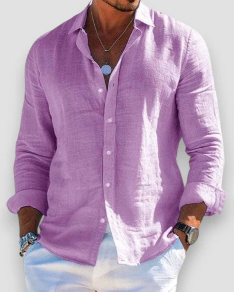 Men’s Linen Look Shirt – Lightweight Breathable Summer Style