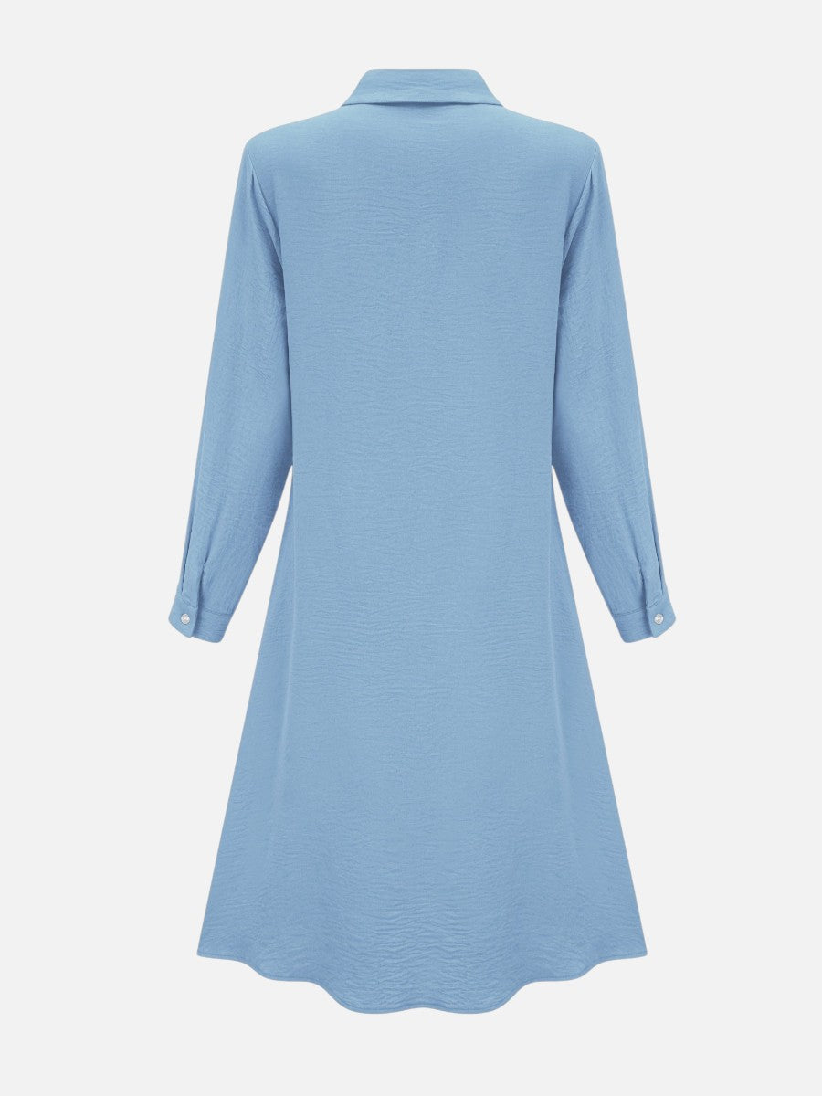 Women’s Button Front Midi Shirt Dress – Relaxed Fit