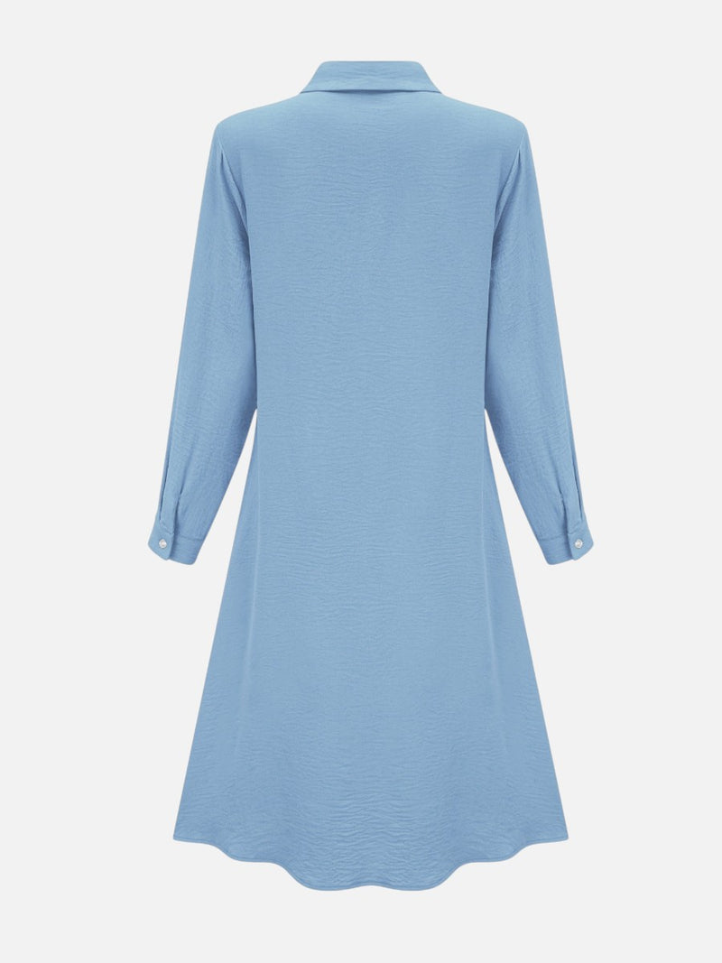 Women’s Button Front Midi Shirt Dress – Relaxed Fit