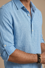 Men’s Linen Look Henley Shirt – Relaxed Fit Summer Style