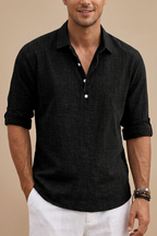 Men’s Linen Look Henley Shirt – Relaxed Fit Summer Style