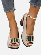 Women’s Comfort Strap Heels – Glossy Leather Look Style