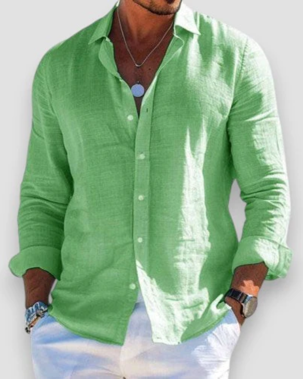 Men’s Linen Look Shirt – Lightweight Breathable Summer Style