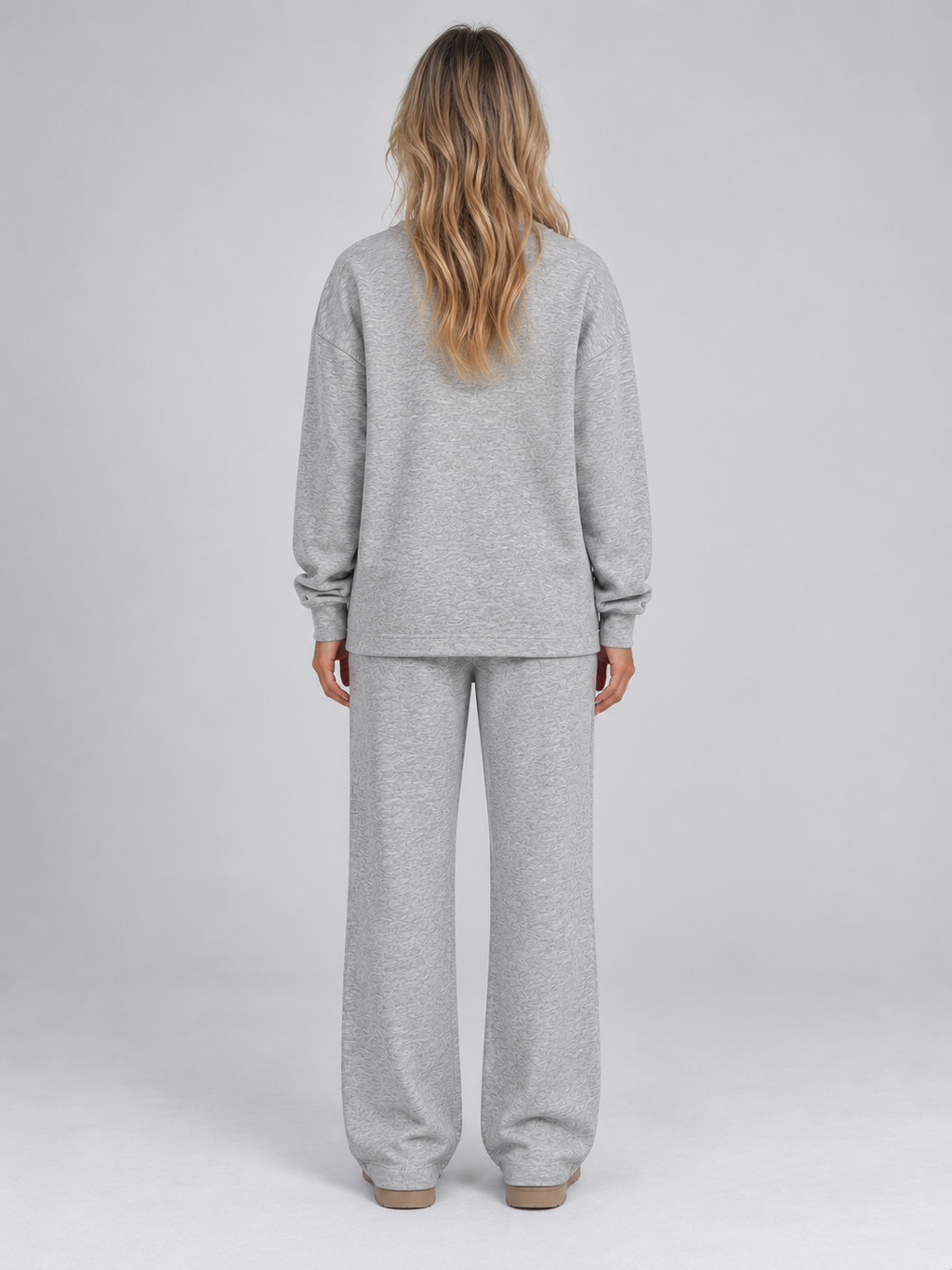 Women’s Sweatshirt Co-Ord Set – Crew Neck Top & Wide Leg