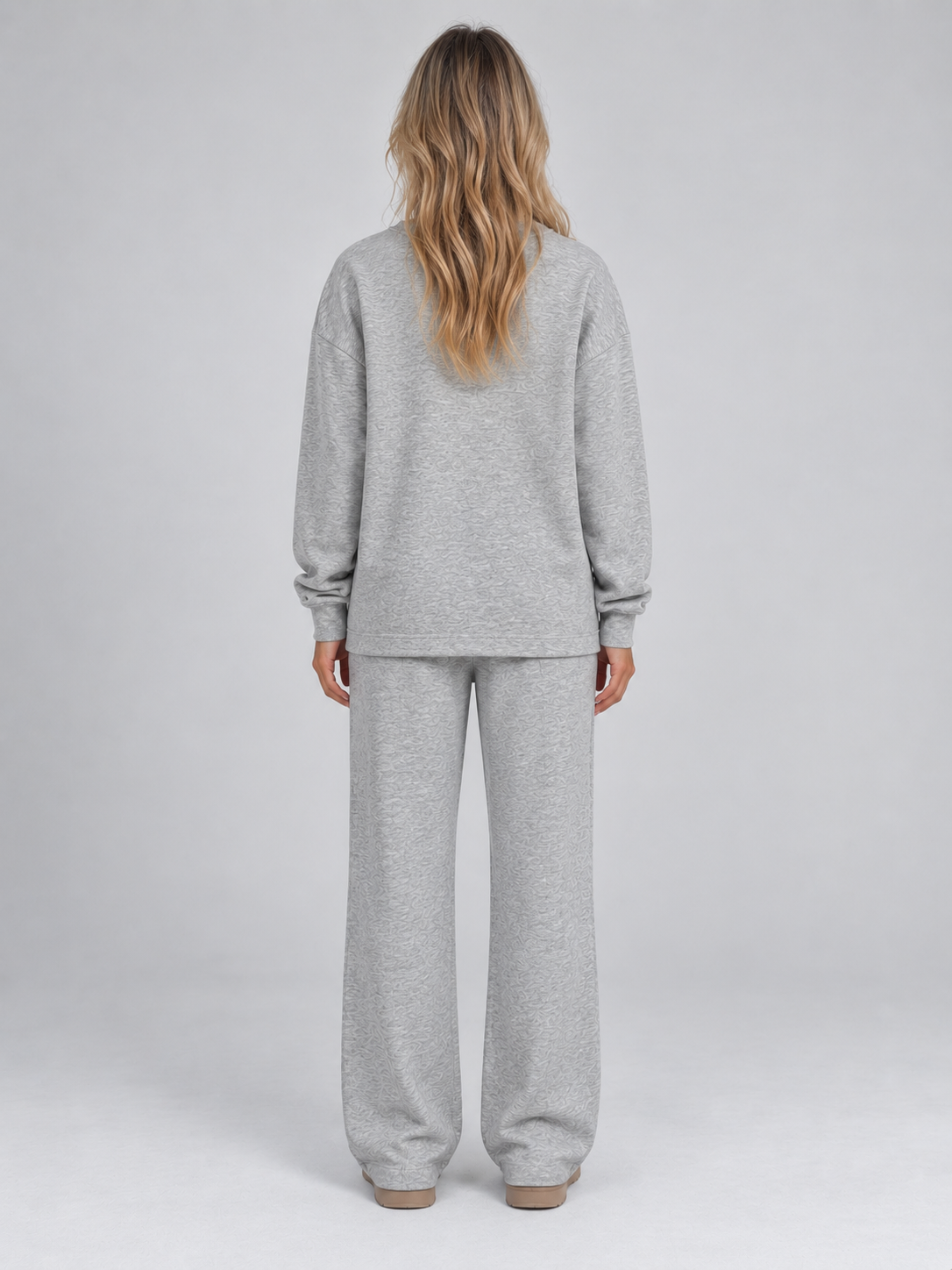 Women’s Sweatshirt Co-Ord Set – Crew Neck Top & Wide Leg