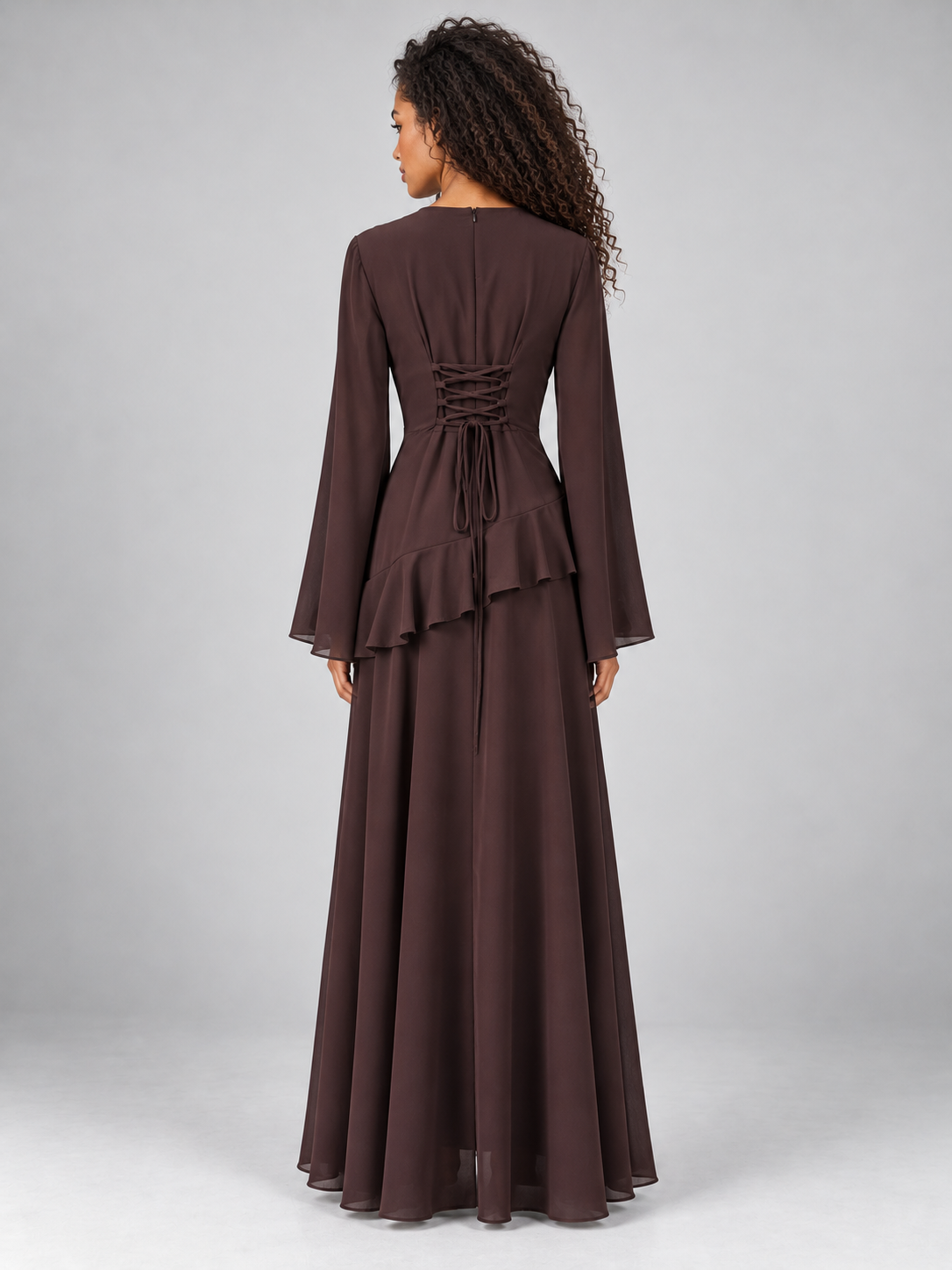 Women’s Long Sleeve Ruffle Maxi Dress