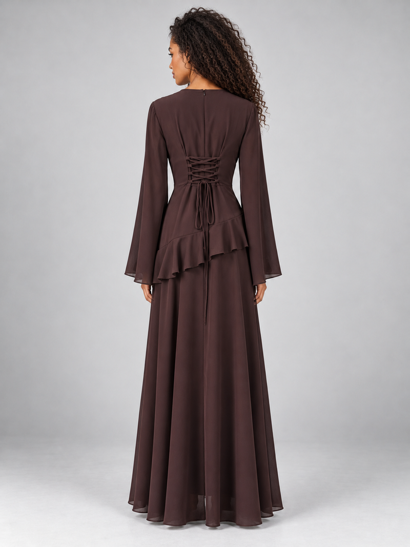 Women’s Long Sleeve Ruffle Maxi Dress