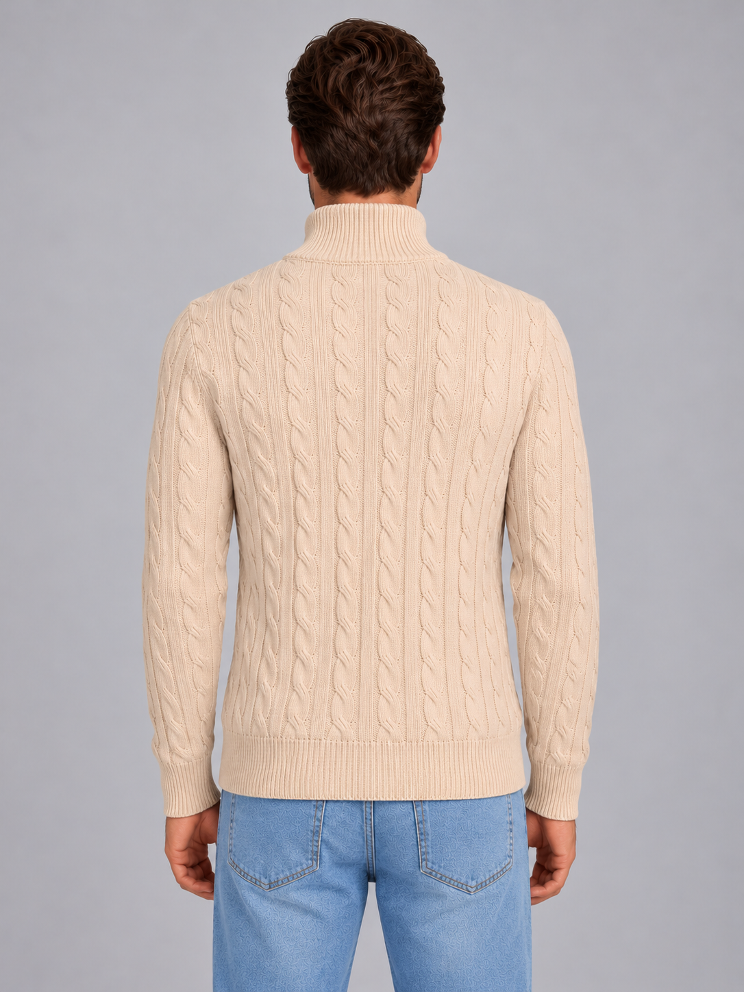 Men's Cable Knit Quarter Zip Jumper