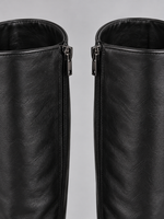 Women’s Knee High Leather Look Boots – Pointed Toe Block Heel