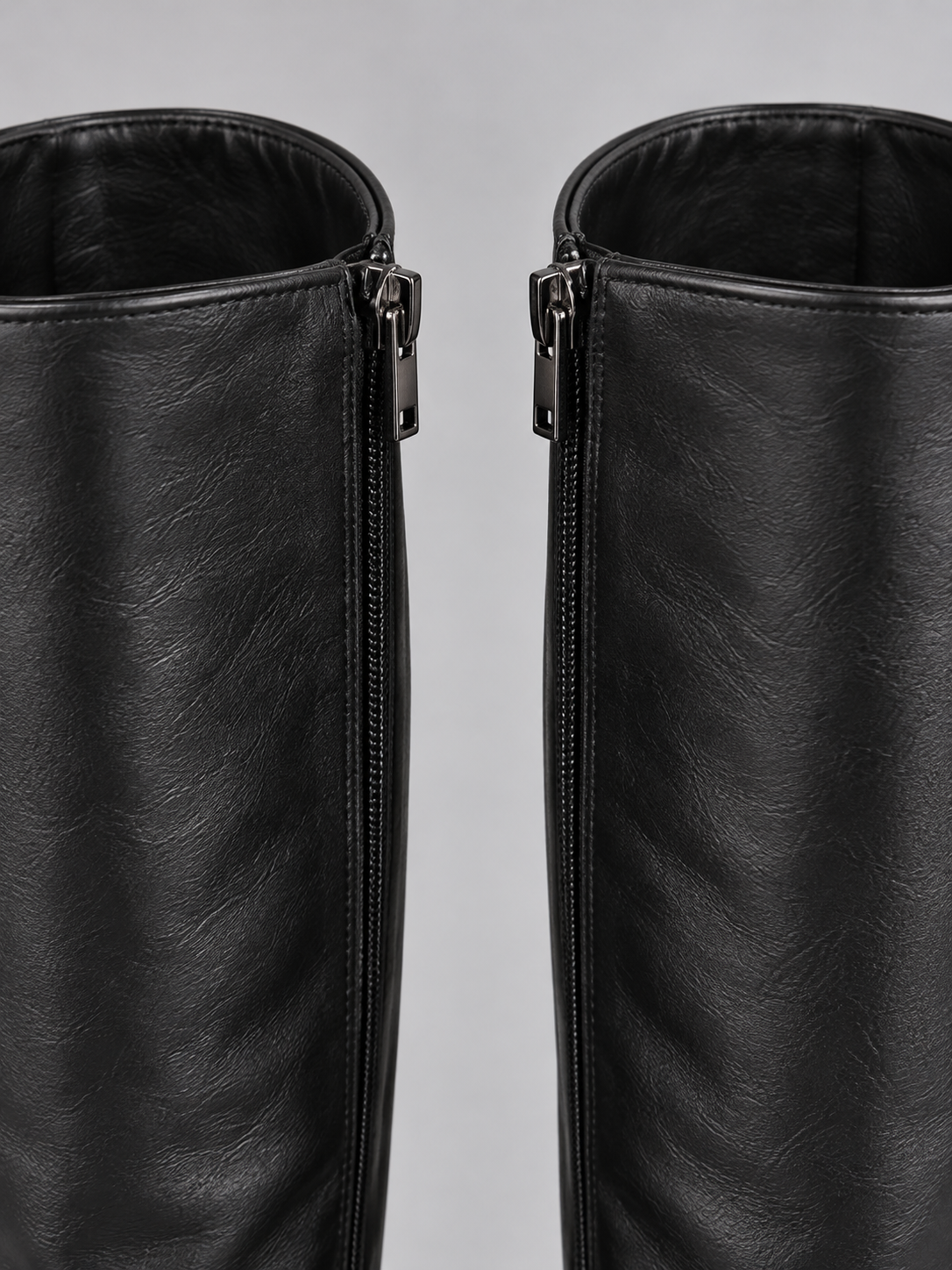 Women’s Knee High Leather Look Boots – Pointed Toe Block Heel