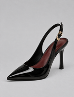 Women’s Patent Slingback Stiletto Heels – Pointed Toe Ankle Strap Court Shoes