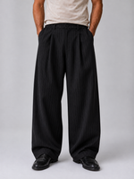 Men’s Pinstripe Wide Leg Trousers – Baggy Tailored Pants