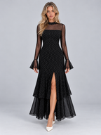 Women’s Polka Dot Long Sleeve Maxi Dress