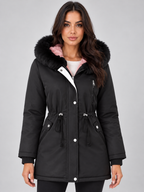 Women’s Fleece Lined Winter Parka – Faux Fur Hooded Coat