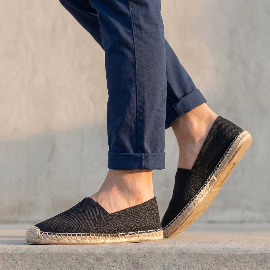 Men's Orthopedic Slip-On Espadrilles – Jute Sole Cushioned Footbed Non-Slip