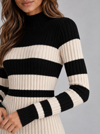 Women’s Striped Ribbed Knit Midi Dress