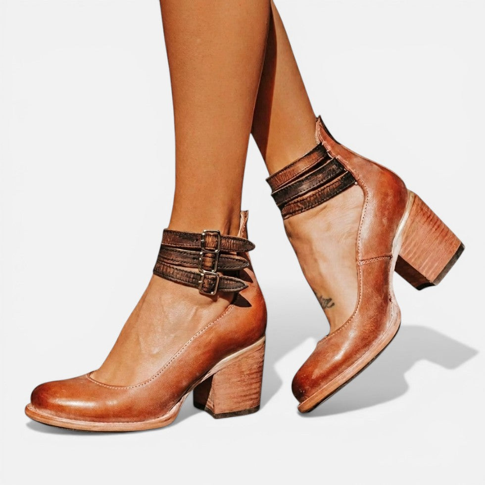 Montleigh | Women's Block Heel Ankle Boots – Buckle Strap Comfort