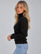 Women’s Roll Neck Knitted Jumper – Fluffy Lined Long Sleeve