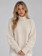 Women’s Oversized Roll Neck Jumper – Soft Acrylic Knit Long Sleeve