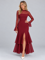 Women’s Polka Dot Long Sleeve Maxi Dress