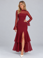 Women’s Polka Dot Long Sleeve Maxi Dress