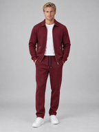 Men’s Textured Full Zip Tracksuit Set