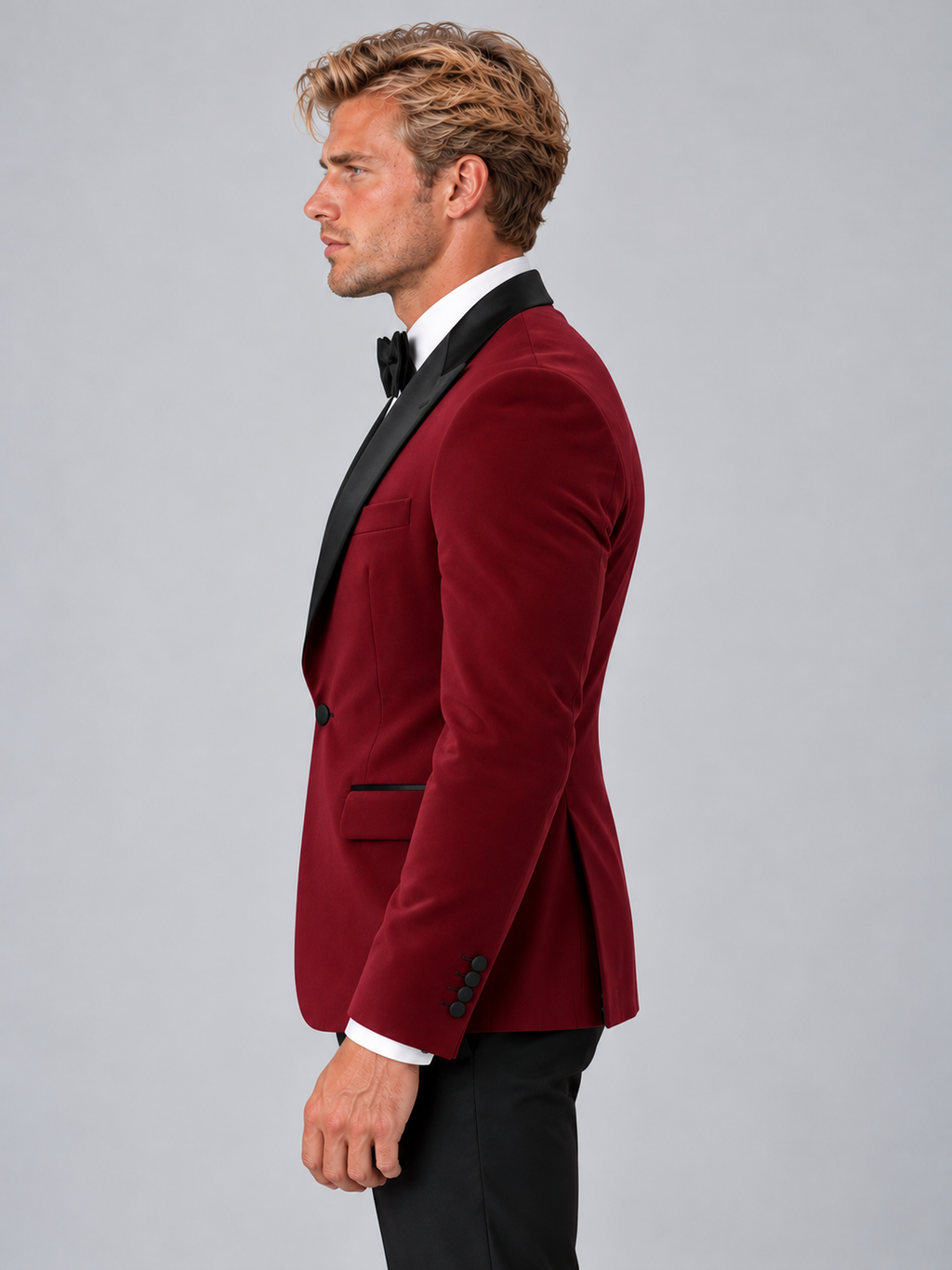 Men’s Tuxedo Blazer – Black Satin Lapel Formal Dinner Jacket
