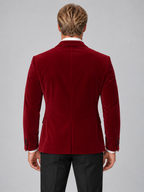 Men’s Velvet Tuxedo Blazer – Peak Lapel Formal Dinner Jacket