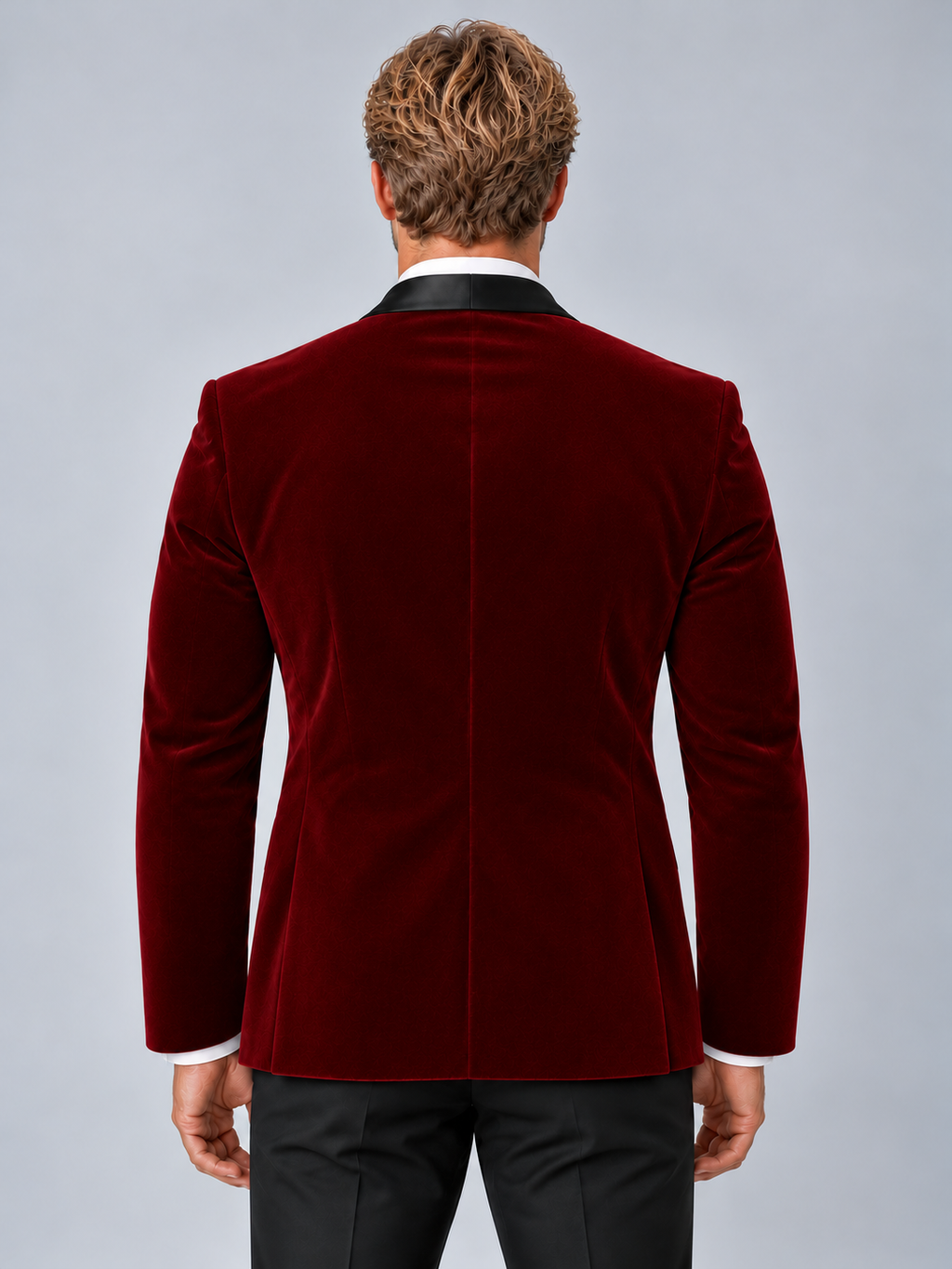 Men’s Velvet Tuxedo Blazer – Black Satin Lapel Formal Dinner Jacket