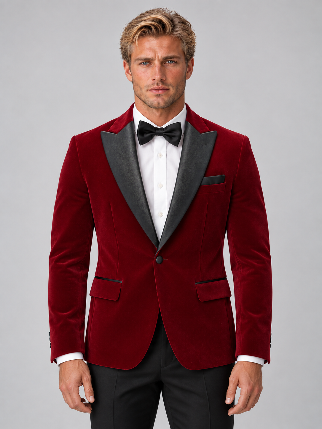 Men’s Velvet Tuxedo Blazer – Peak Lapel Formal Dinner Jacket