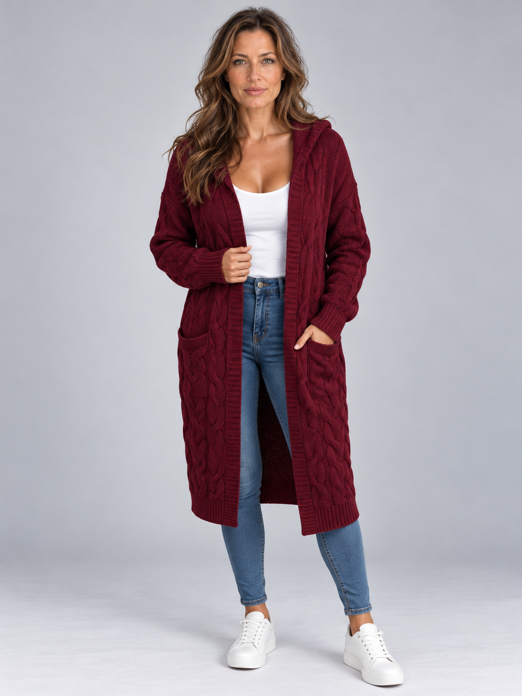 Women’s Long Cable Knit Cardigan