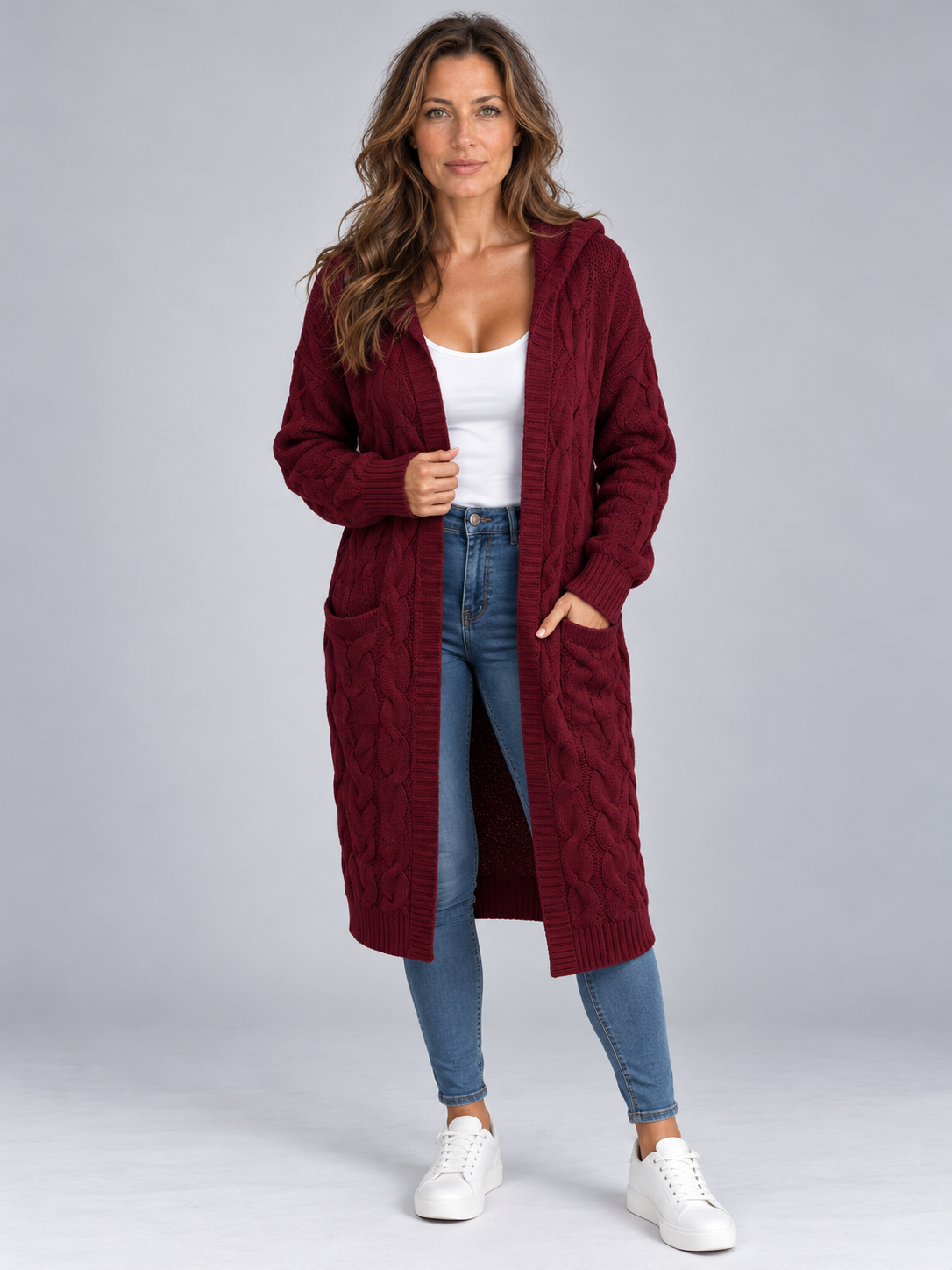Women’s Long Cable Knit Cardigan