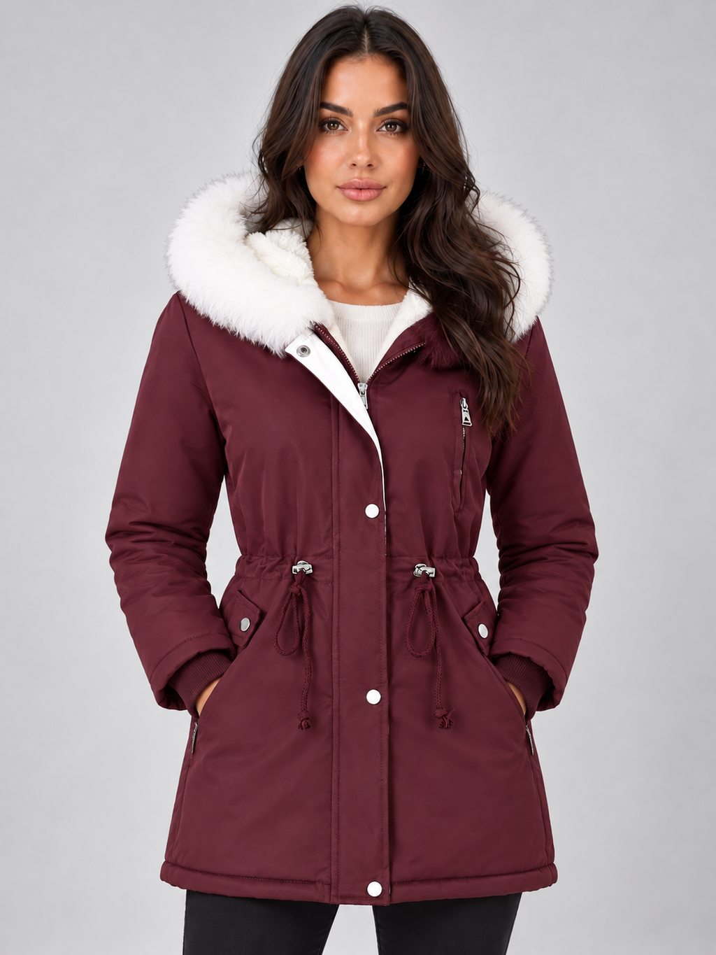 Women’s Fleece Lined Winter Parka – Faux Fur Hooded Coat