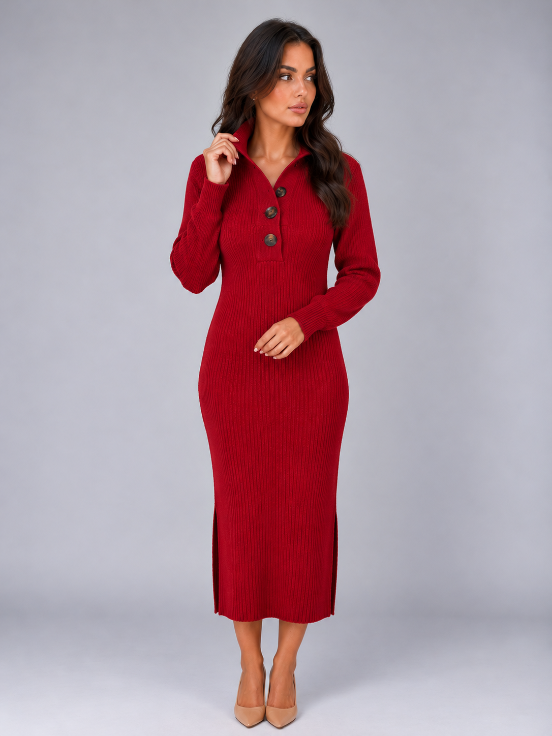 Women's Knitted Jumper Midi Dress