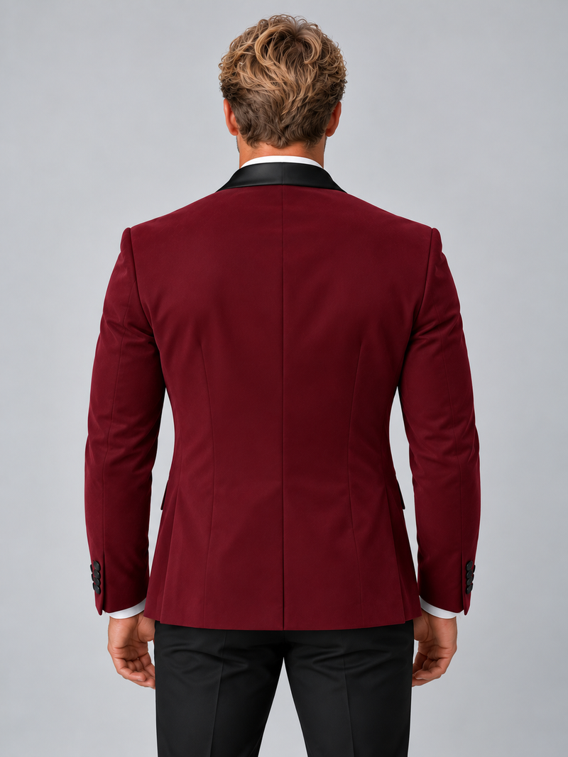 Men’s Tuxedo Blazer – Black Satin Lapel Formal Dinner Jacket