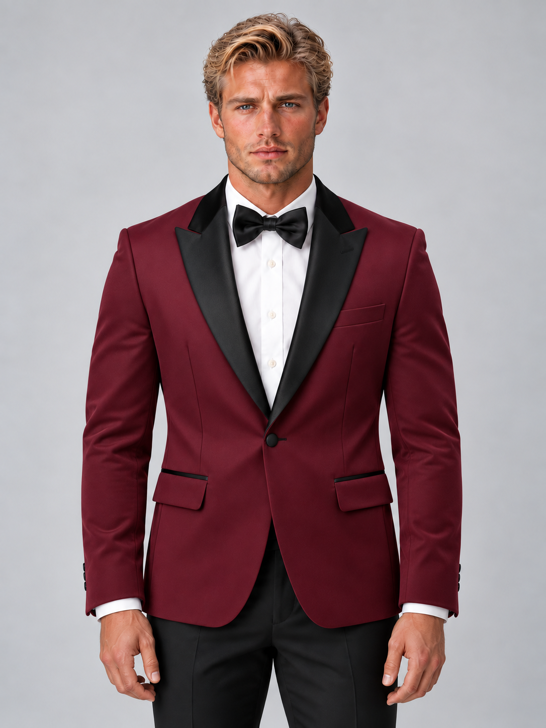 Men’s Tuxedo Blazer – Black Satin Lapel Formal Dinner Jacket