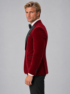 Men’s Velvet Tuxedo Blazer – Peak Lapel Formal Dinner Jacket