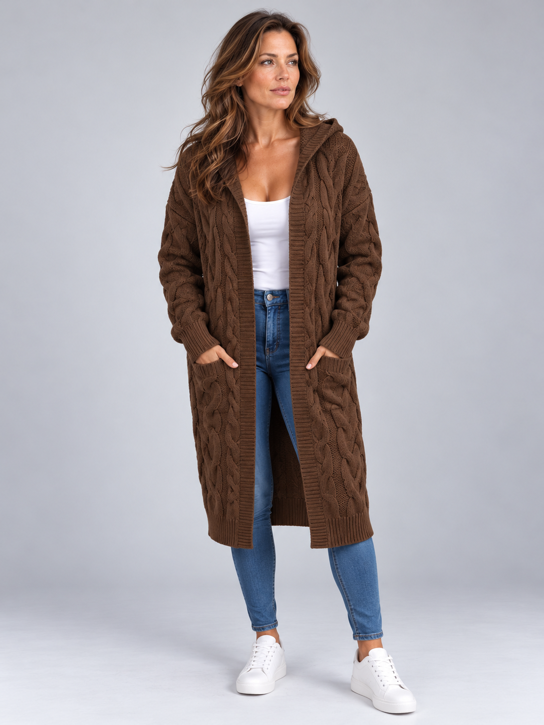 Women’s Long Cable Knit Cardigan