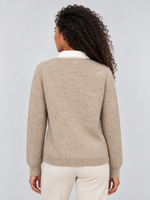 Women’s Argyle Collared Jumper – Button Neck Long Sleeve Knit Sweater